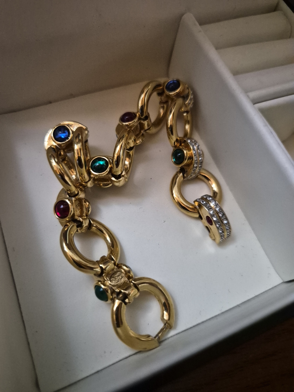 Joan Rivers Gold-Tone Multi-Colored Cabochon Link Bracelet